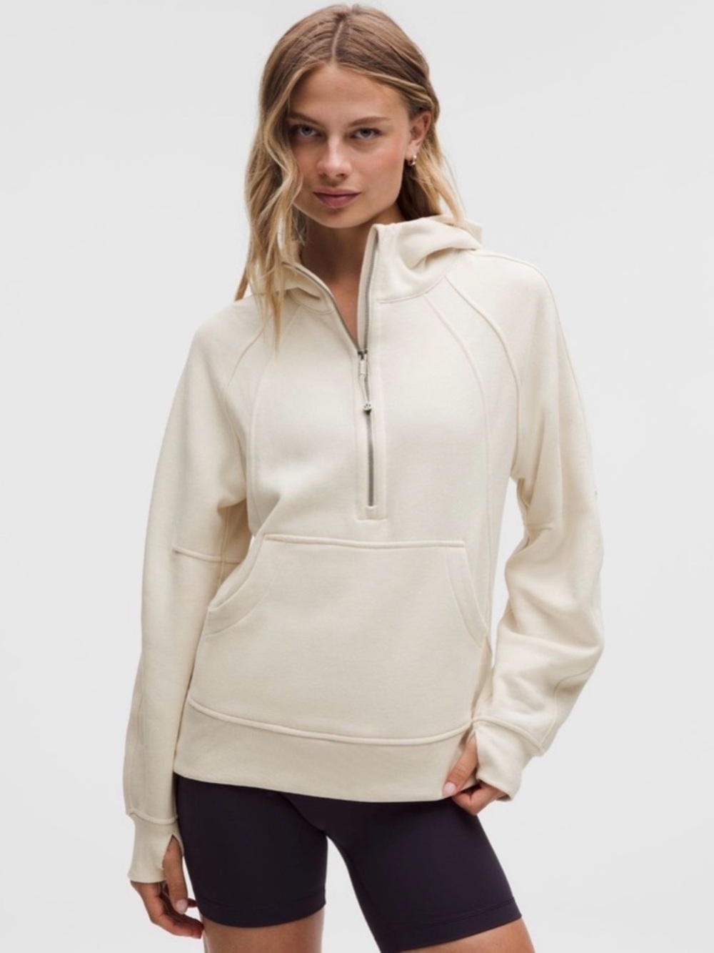 Lululemon Scuba Oversized Half-Zip Hoodie *Long in Light Ivory Women’s Size M/L